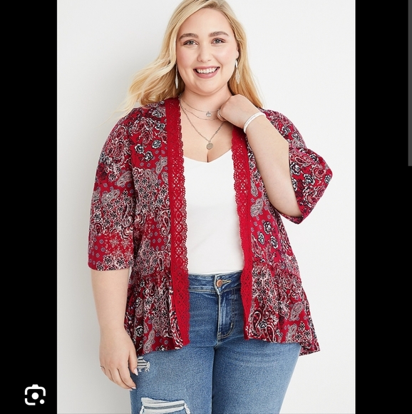 Maurices Plus Size Paisley Crochet Trim Kimono Size 2X - Picture 1 of 16